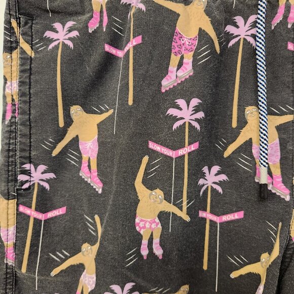 Party Pants Board Shorts Skating Sloths Black Unique Multicolor Mens XL EUC - Picture 4 of 14
